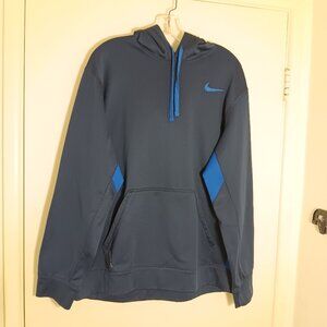 Nike therma-Fit hoodie  mens  large navy blue pullover  athletic sweatshirt